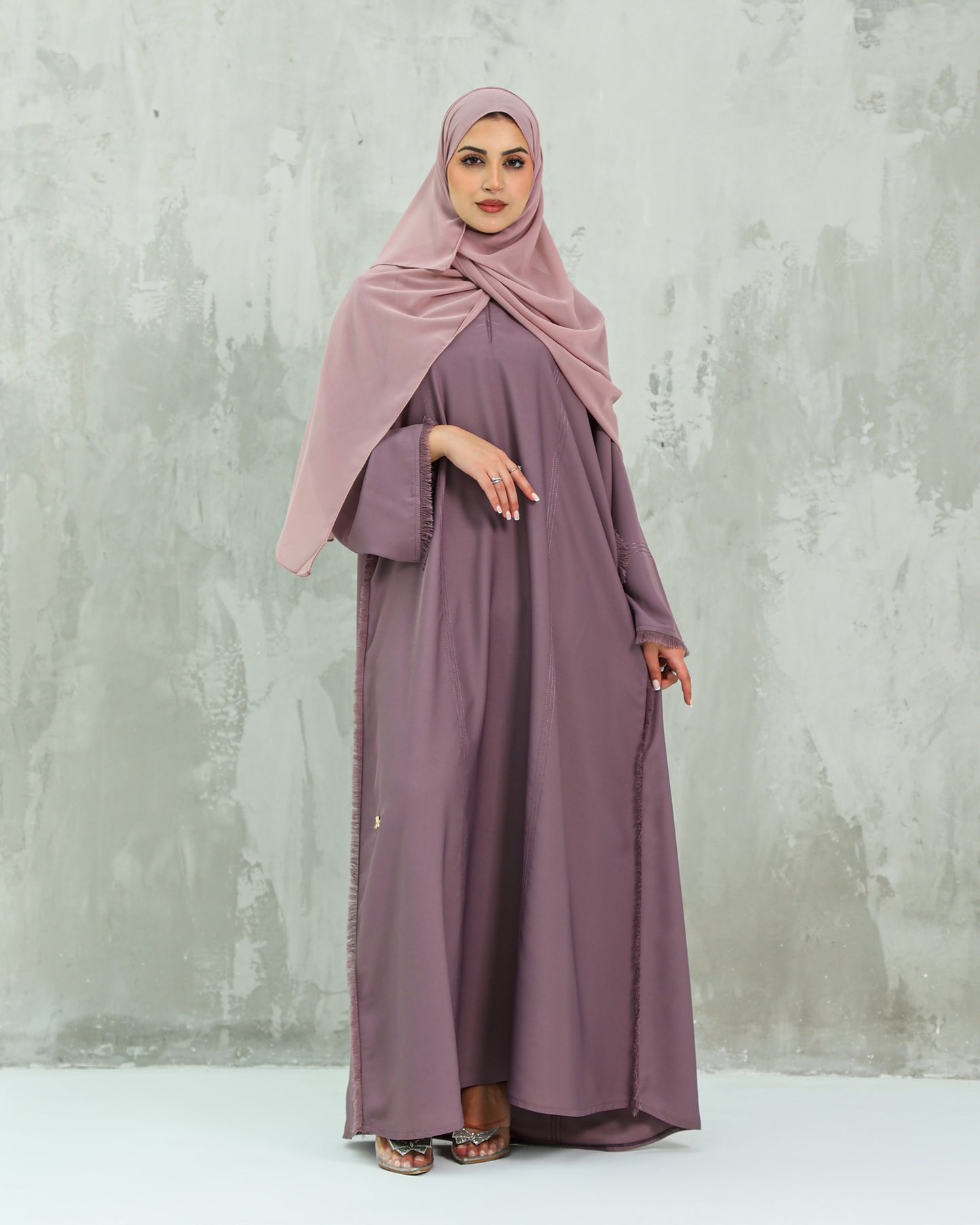 Classic Stitch Closed Abaya | Purple