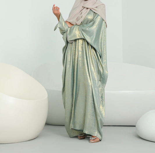Shimmer Open Abaya | Mint
