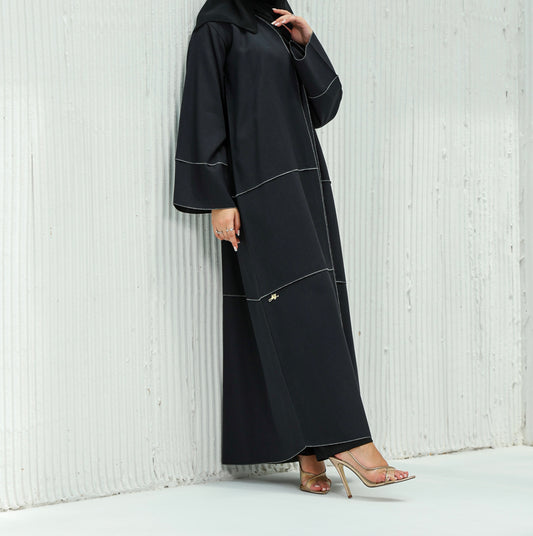 Silver Seam Open Abaya