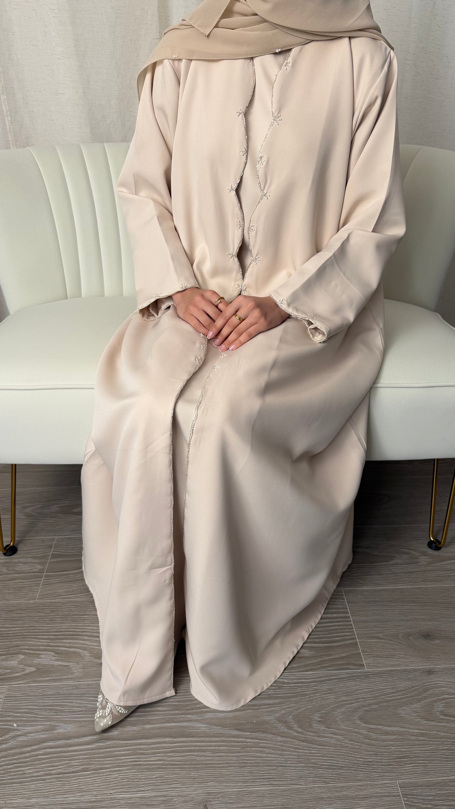 Swirl Abaya Set | Pearl