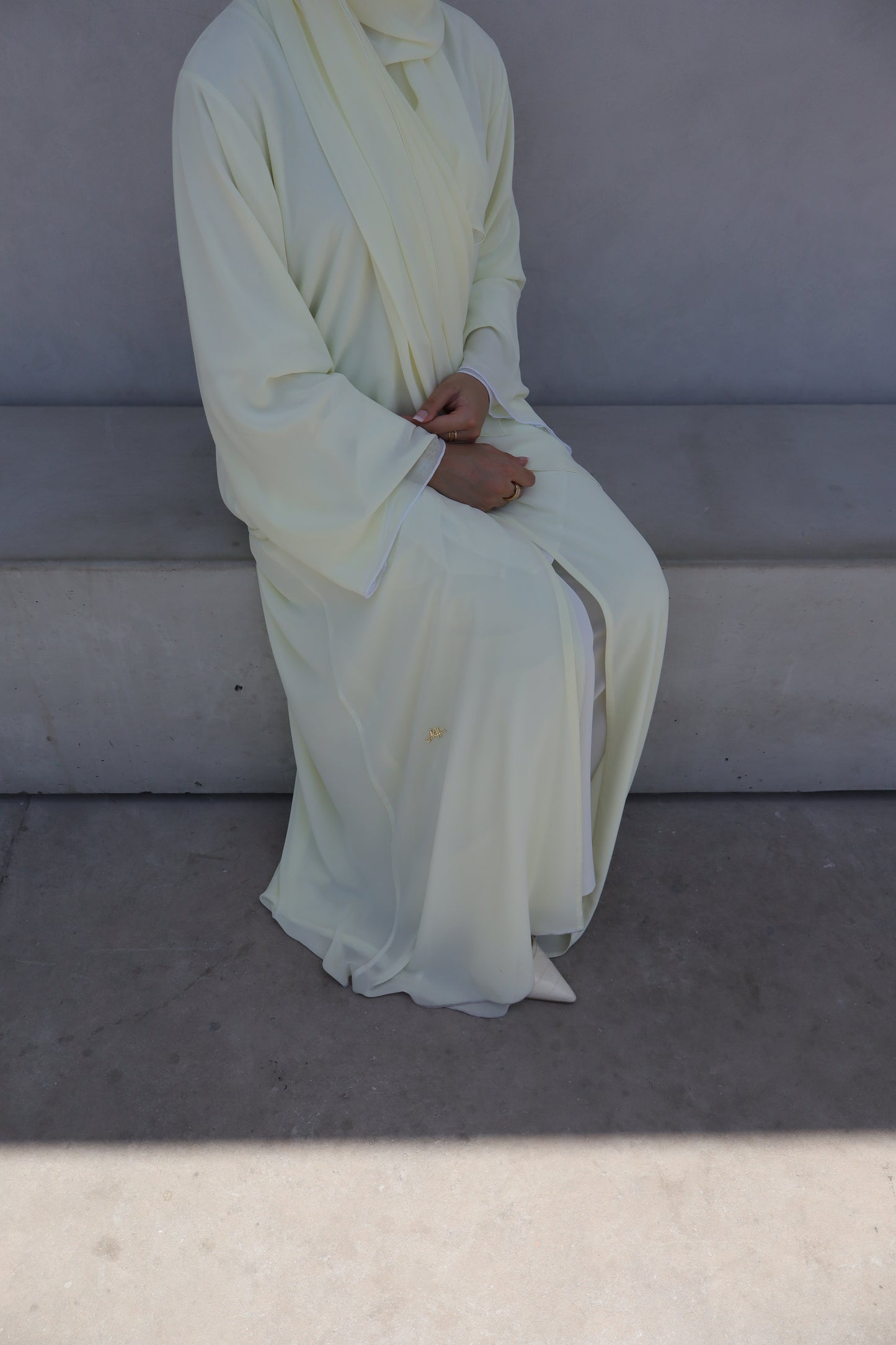Chiffon Layered Abaya | Butter Yellow