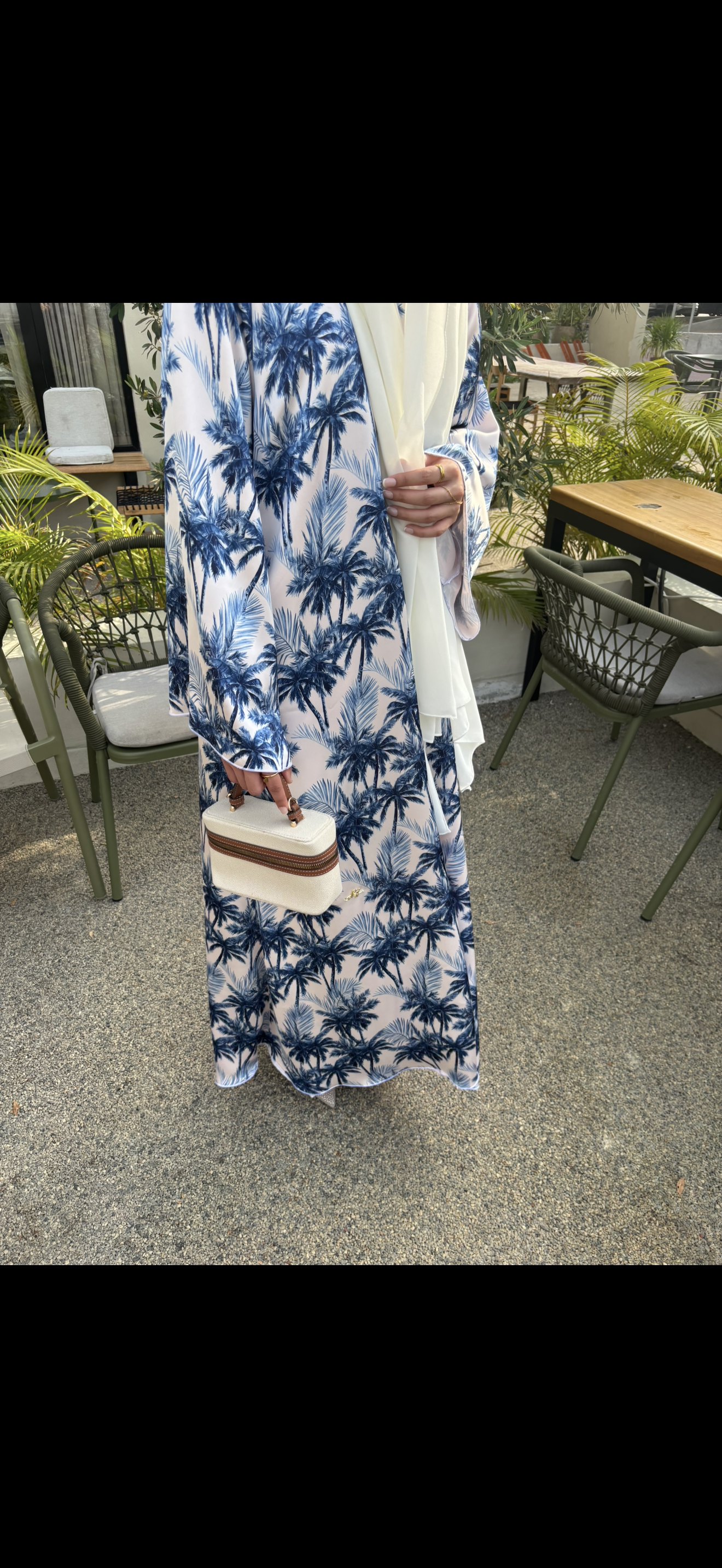 Palm Tree Blue Abaya