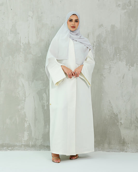 Satin Luxe Abaya | White
