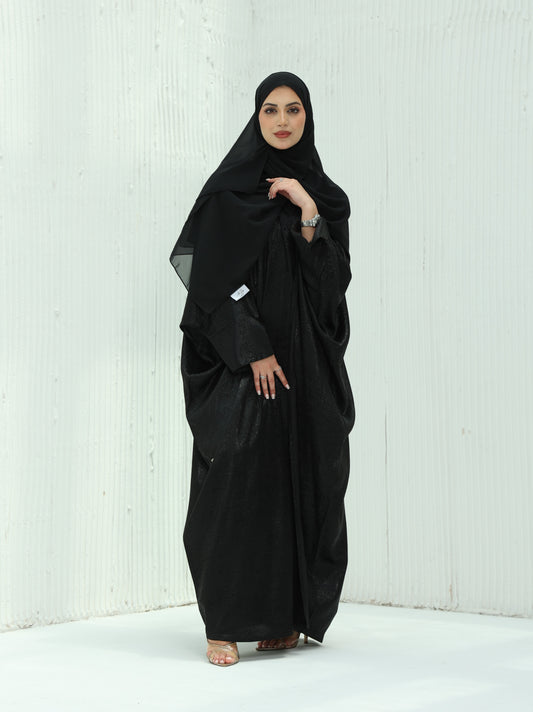 Shimmer Open Abaya | Black