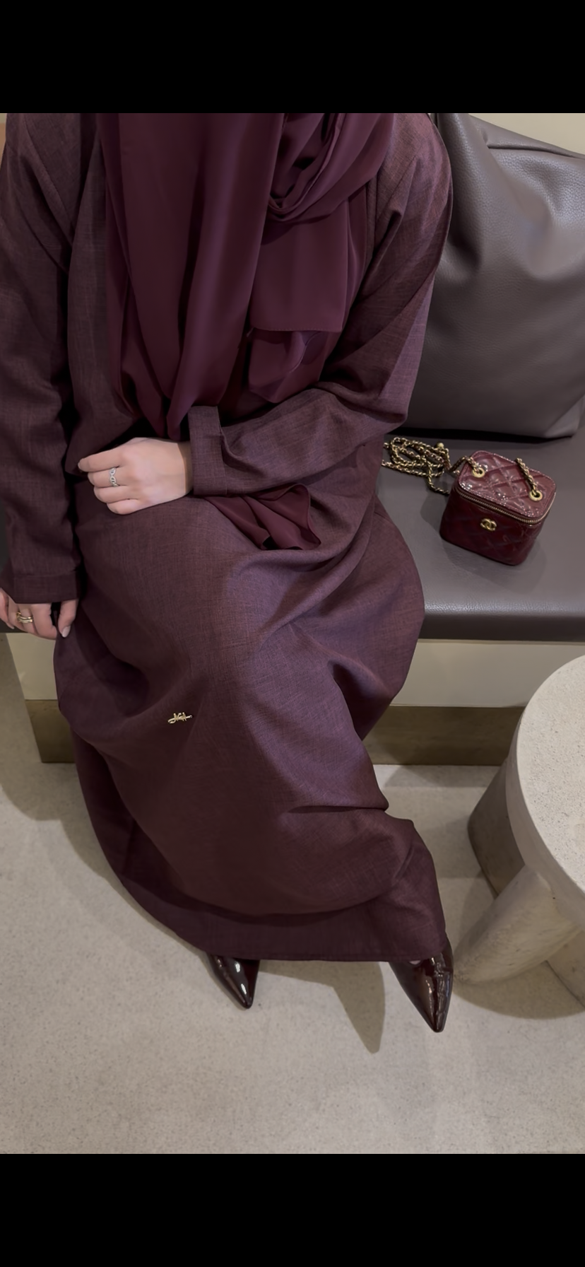Linen Closed Abaya | Burgundy