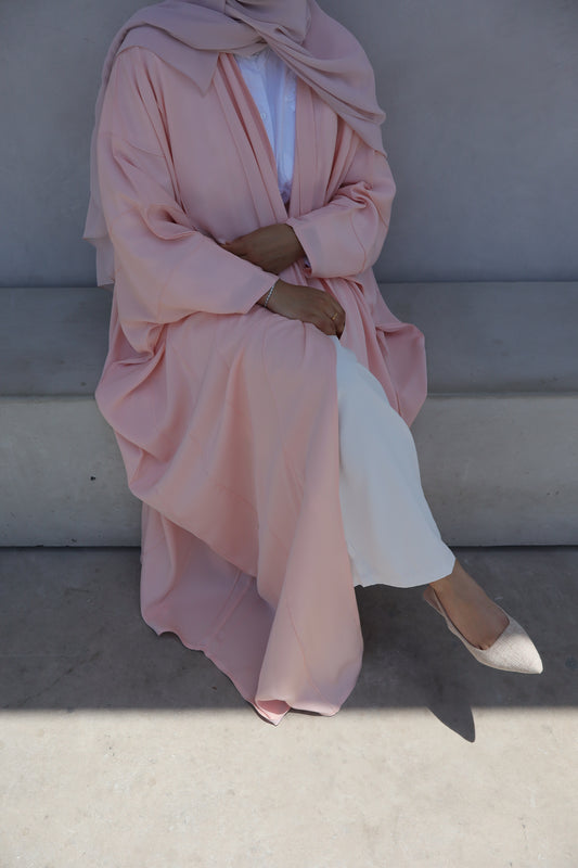 Batwing Seam Open Abaya | Light Pink