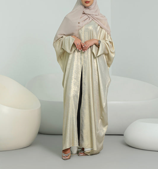 Shimmer Open Abaya | Cream