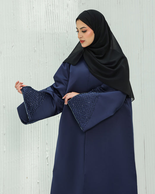 Satin Luxe Abaya | Navy Blue