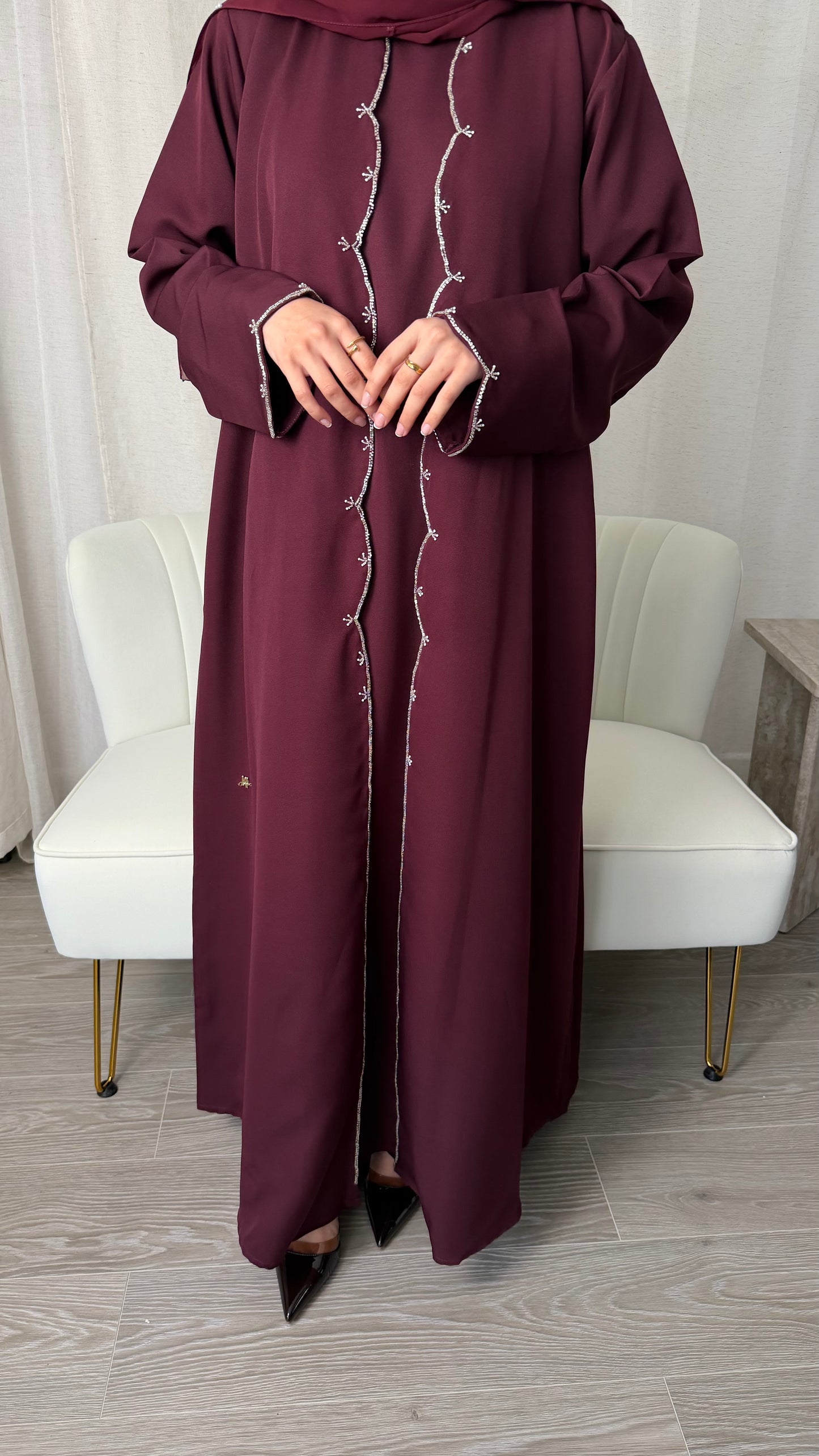 Swirl Abaya Set | Burgundy