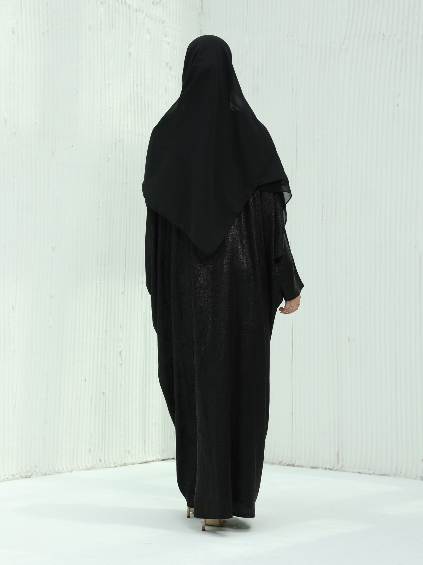 Shimmer Open Abaya | Black