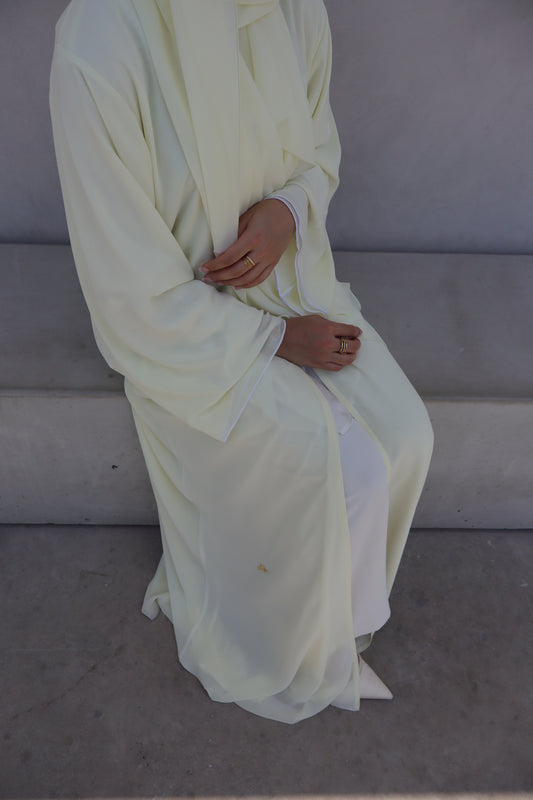 Chiffon Layered Abaya | Butter Yellow