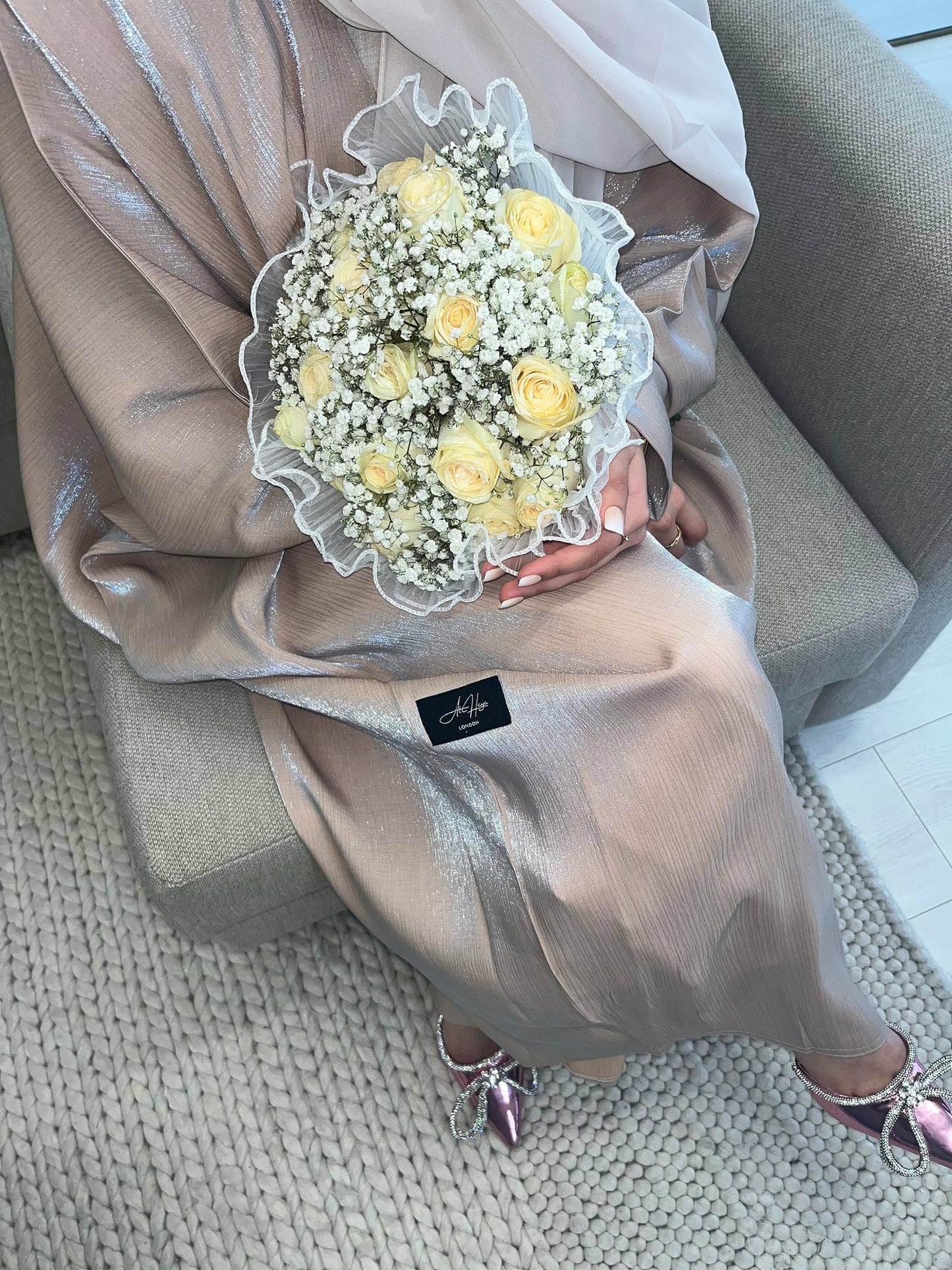 Batwing Sparkle Abaya | Nude