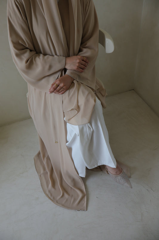 Chiffon Layered Abaya | Soft Sand