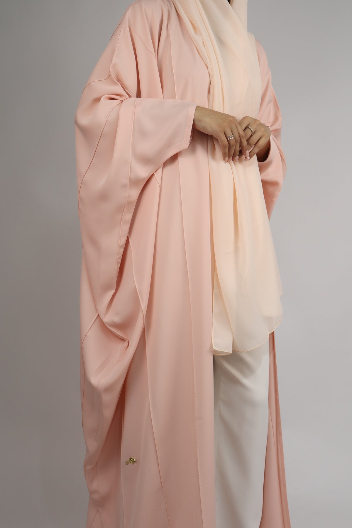 Batwing Seam Open Abaya | Light Pink