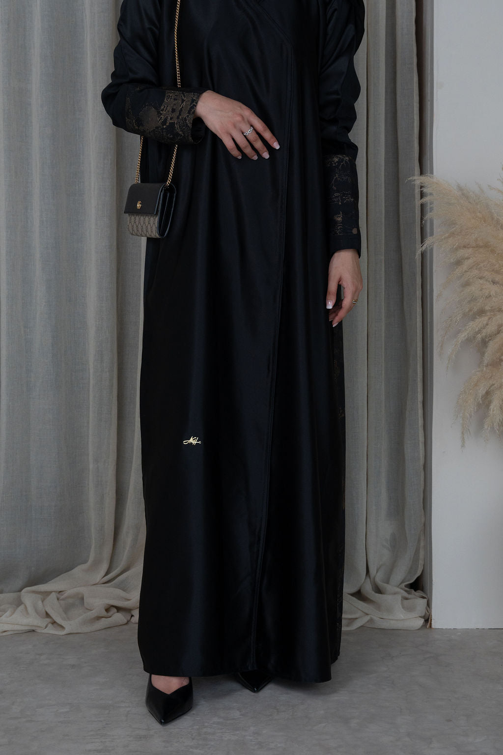 Gold Contrast Abaya | Abstract