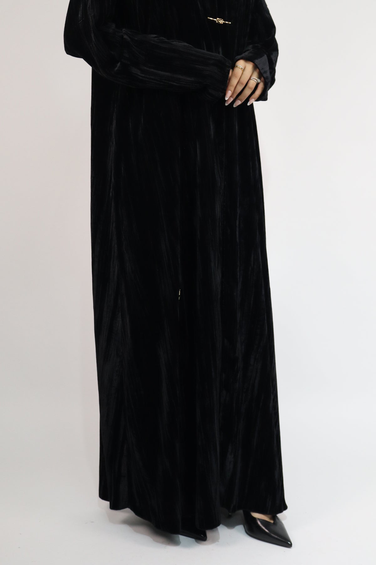 Crushed Velvet Black Abaya & Hijab