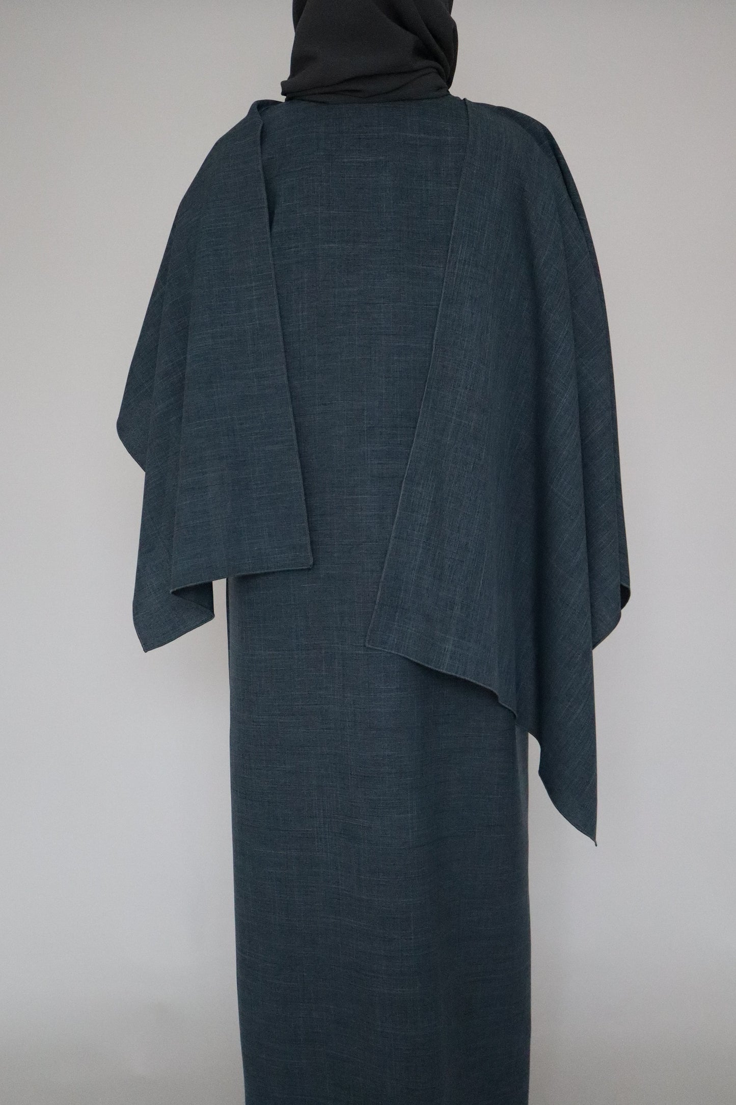 Linen Scarf Abaya | Denim Blue