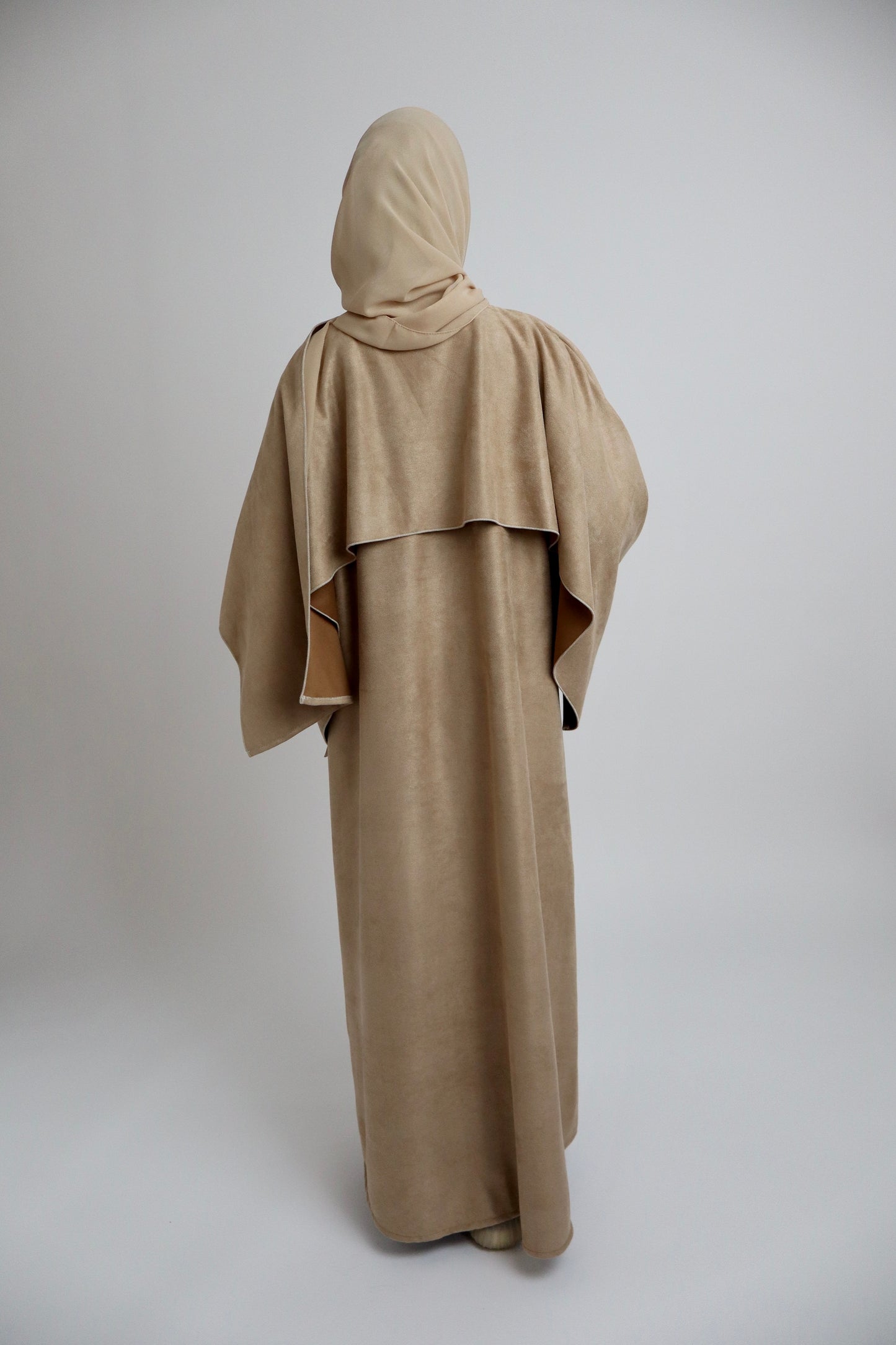 Suede Cape Abaya | Beige