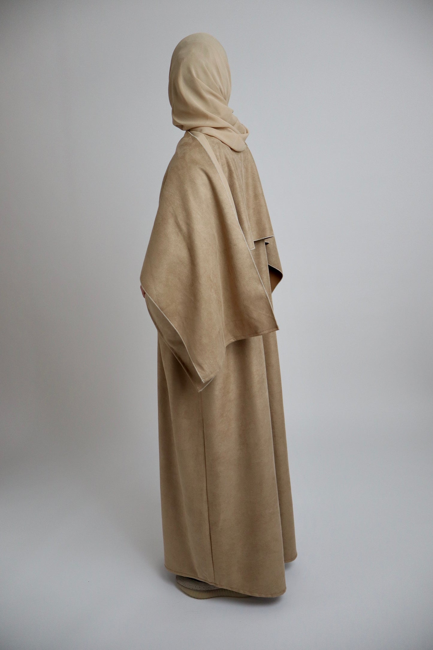 Suede Cape Abaya | Beige