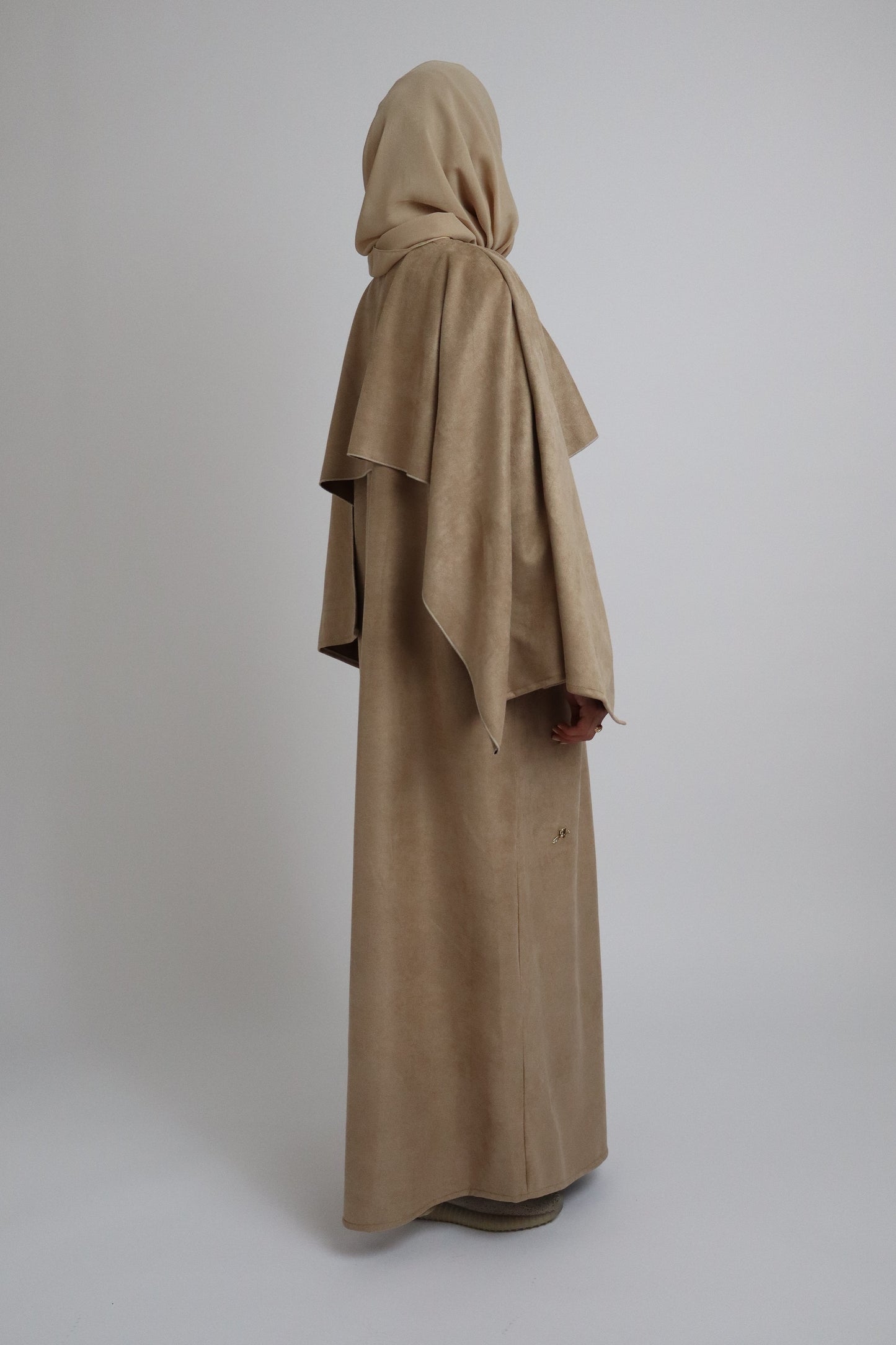Suede Cape Abaya | Beige