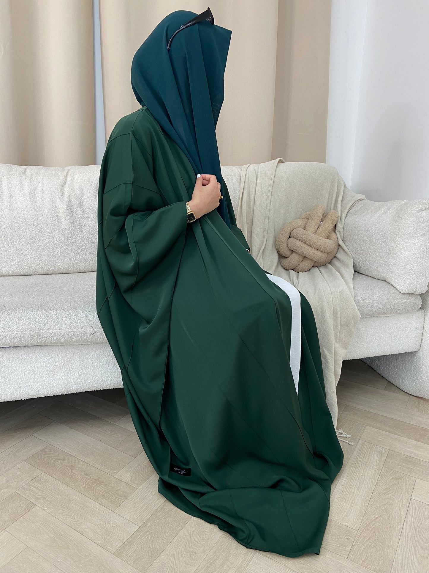 AH109 OPEN ABAYA / EMERALD GREEN