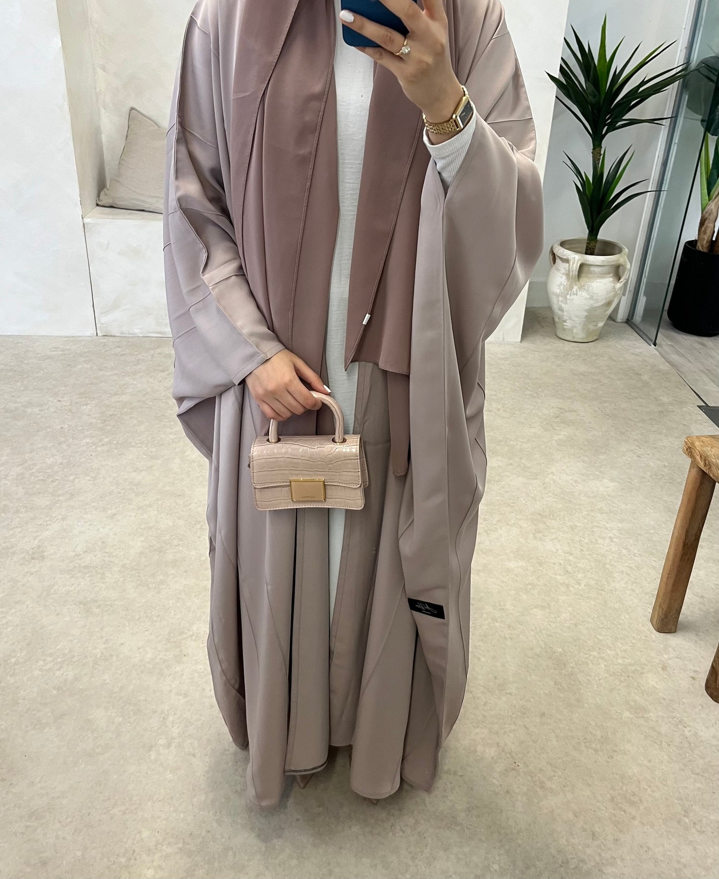 AH109 OPEN ABAYA / BLUSH