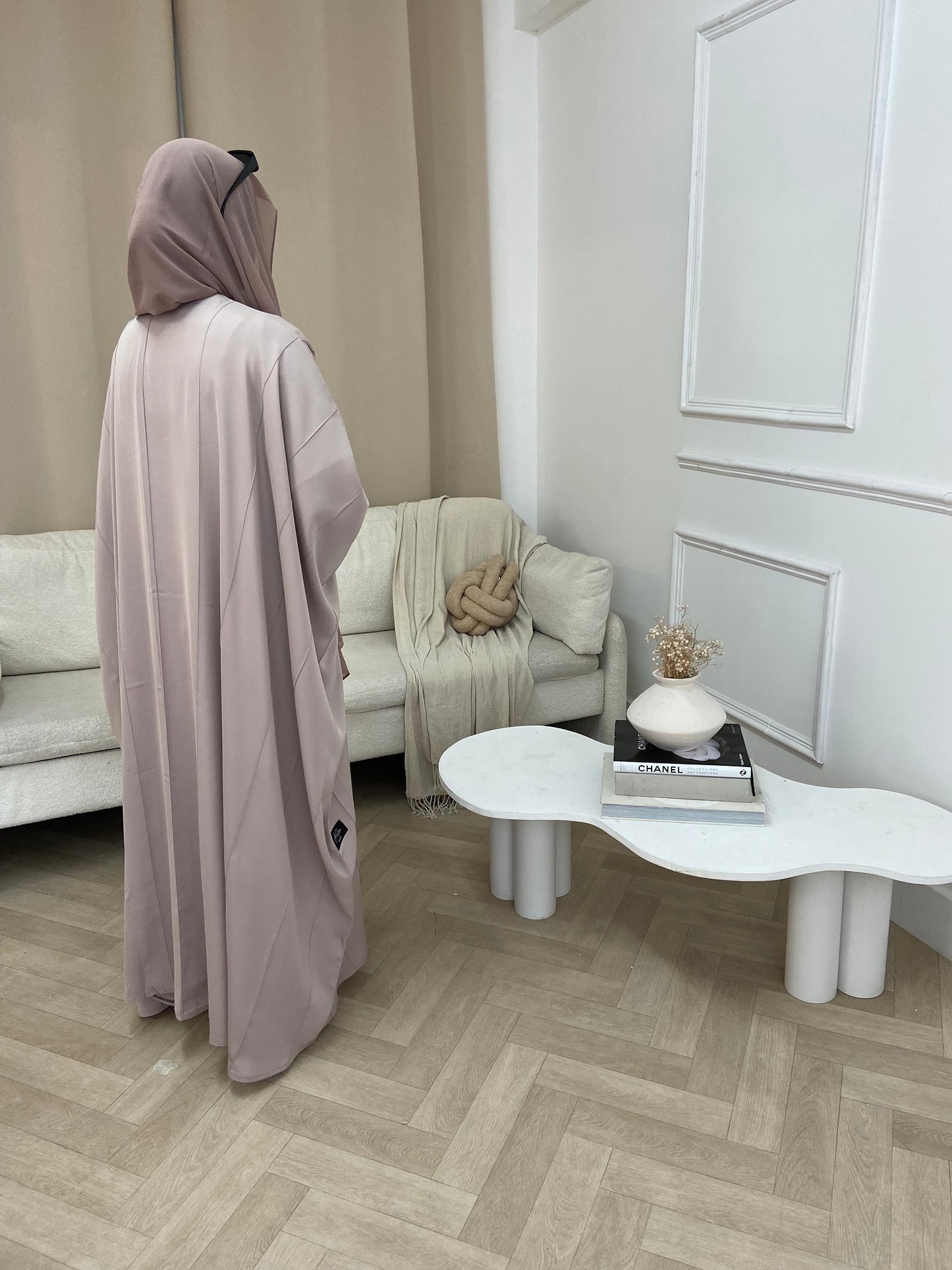 AH109 OPEN ABAYA / BLUSH