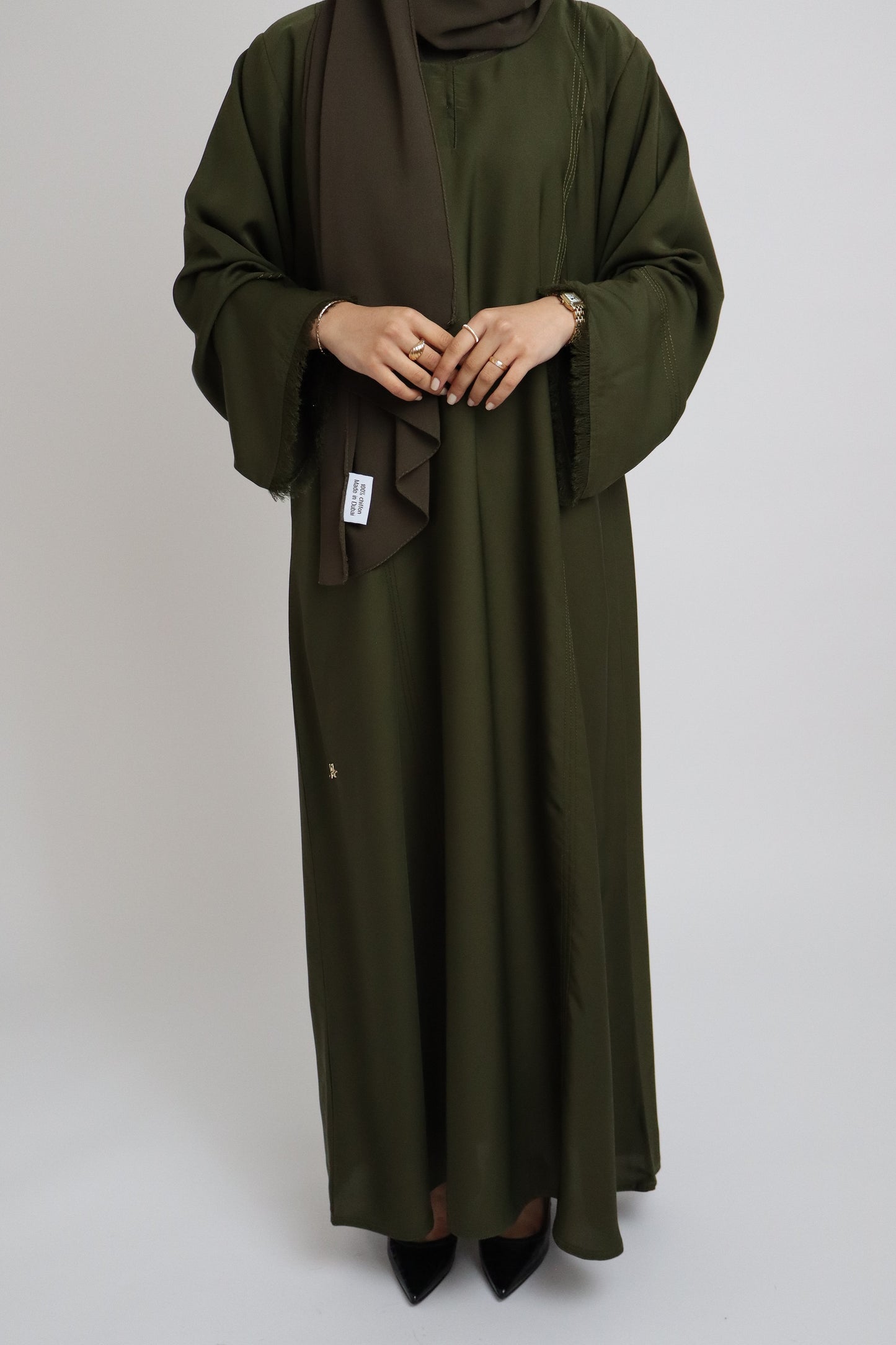 Classic Stitch Closed Abaya | Olive