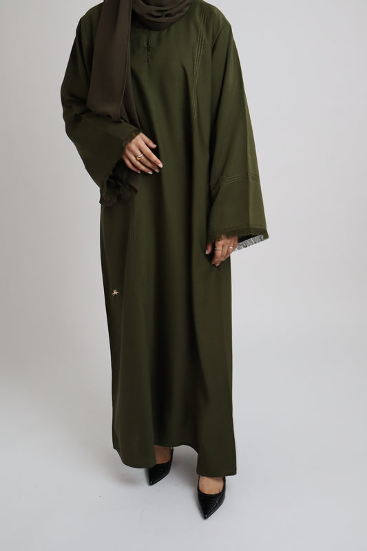Classic Stitch Closed Abaya | Olive