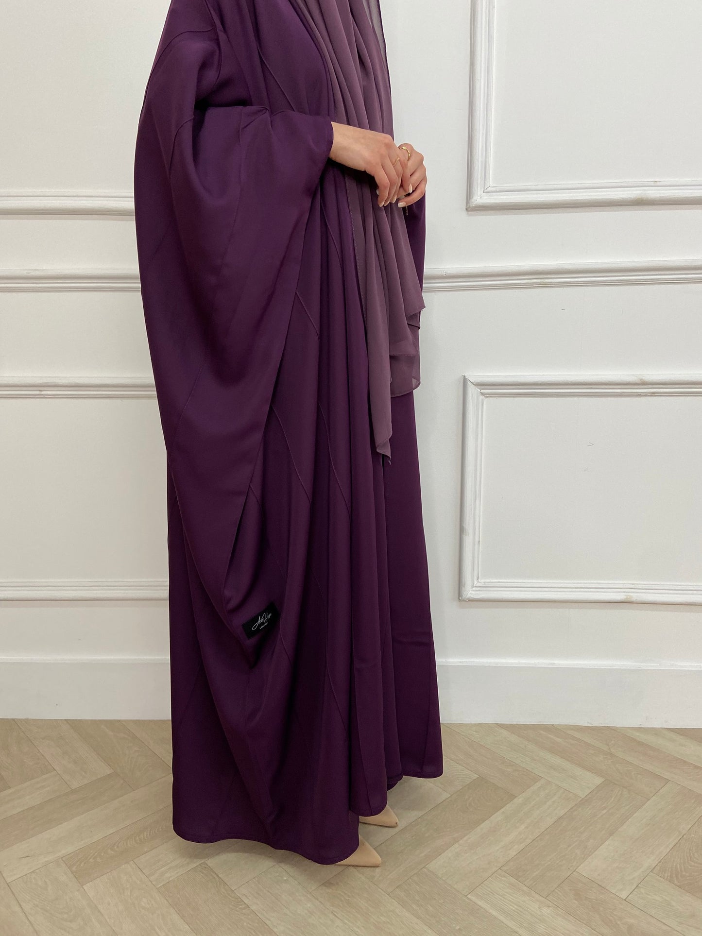 Batwing Seam Open Abaya | Purple
