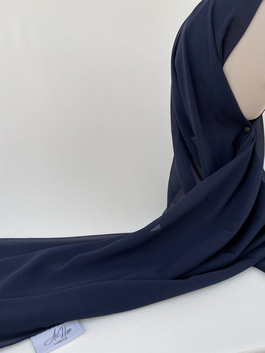 Navy Blue Premium Chiffon Hijab