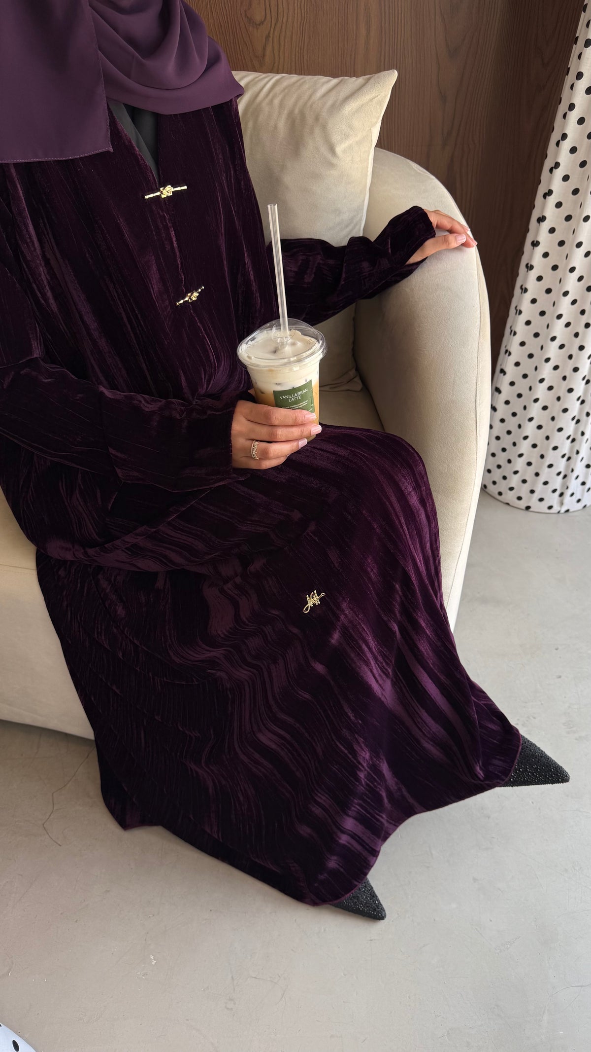 Crushed Velvet Plum Abaya & Hijab