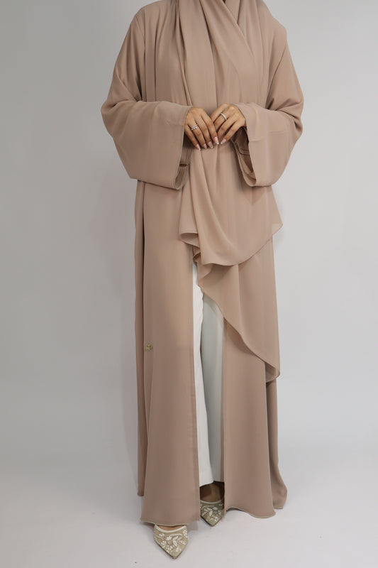 Chiffon Layered Abaya | Peachy Pink