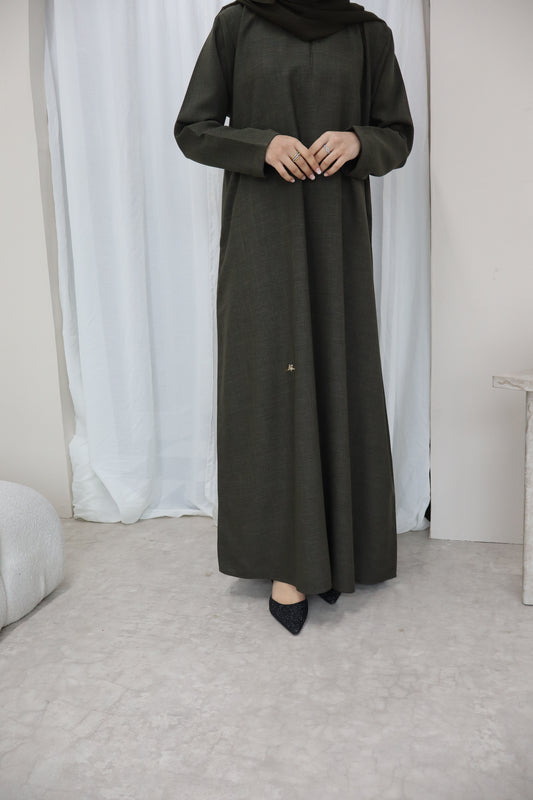 Linen Closed Abaya | Seaweed