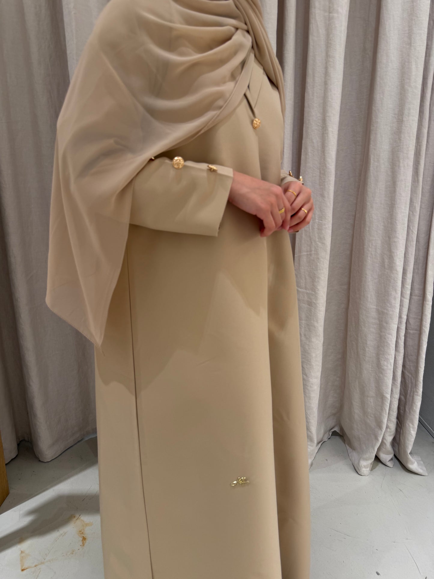 Structured Blazer Abaya Gold Buttons | Nude