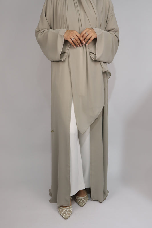 Chiffon Layered Abaya | Stone