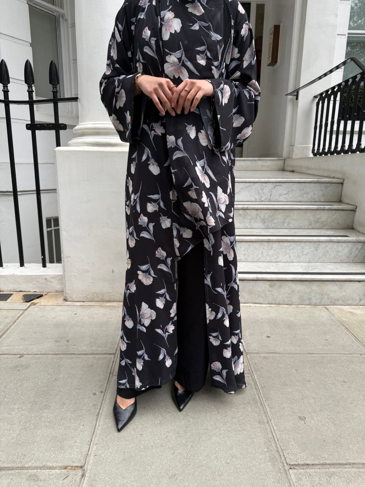 Black Floral Abaya