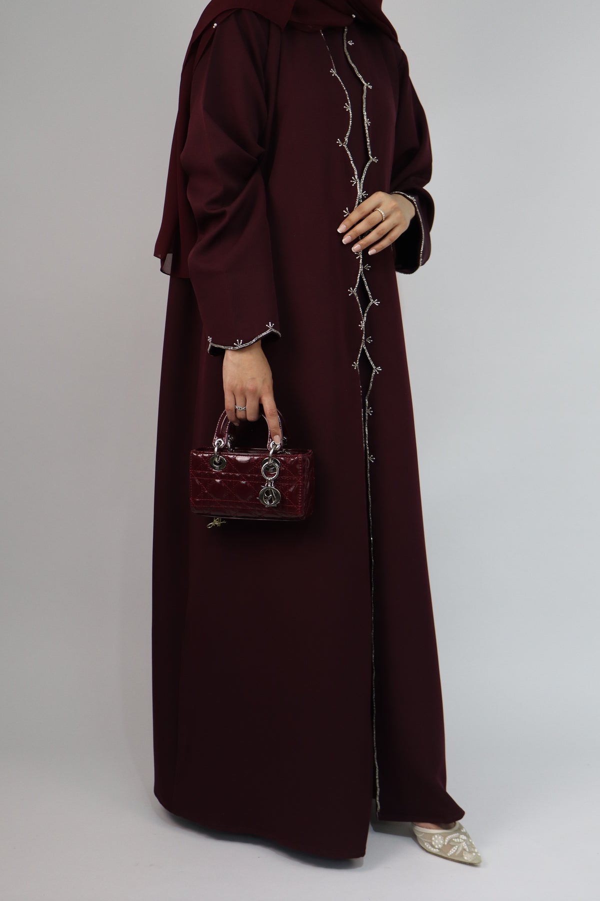 Wave Abaya Set | Burgundy