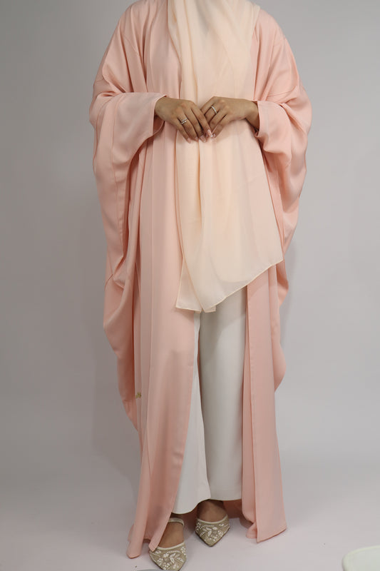 Batwing Seam Open Abaya | Light Pink
