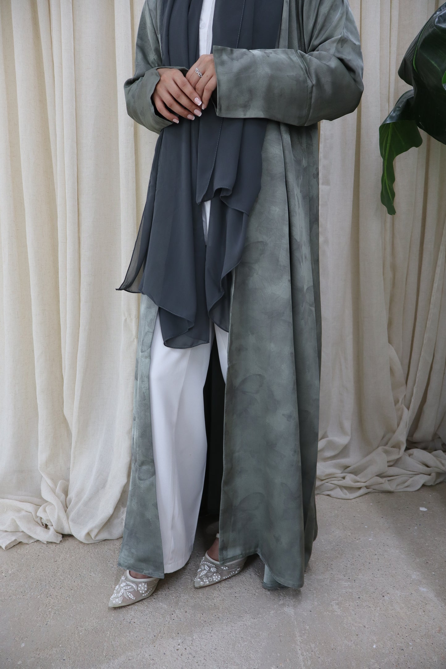 Butterfly Print Abaya | Mint