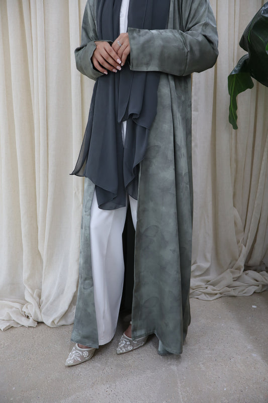 Butterfly Print Abaya | Mint