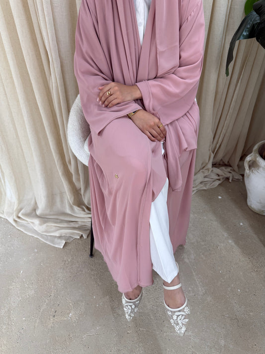 Chiffon Layered Abaya | Rose Pink