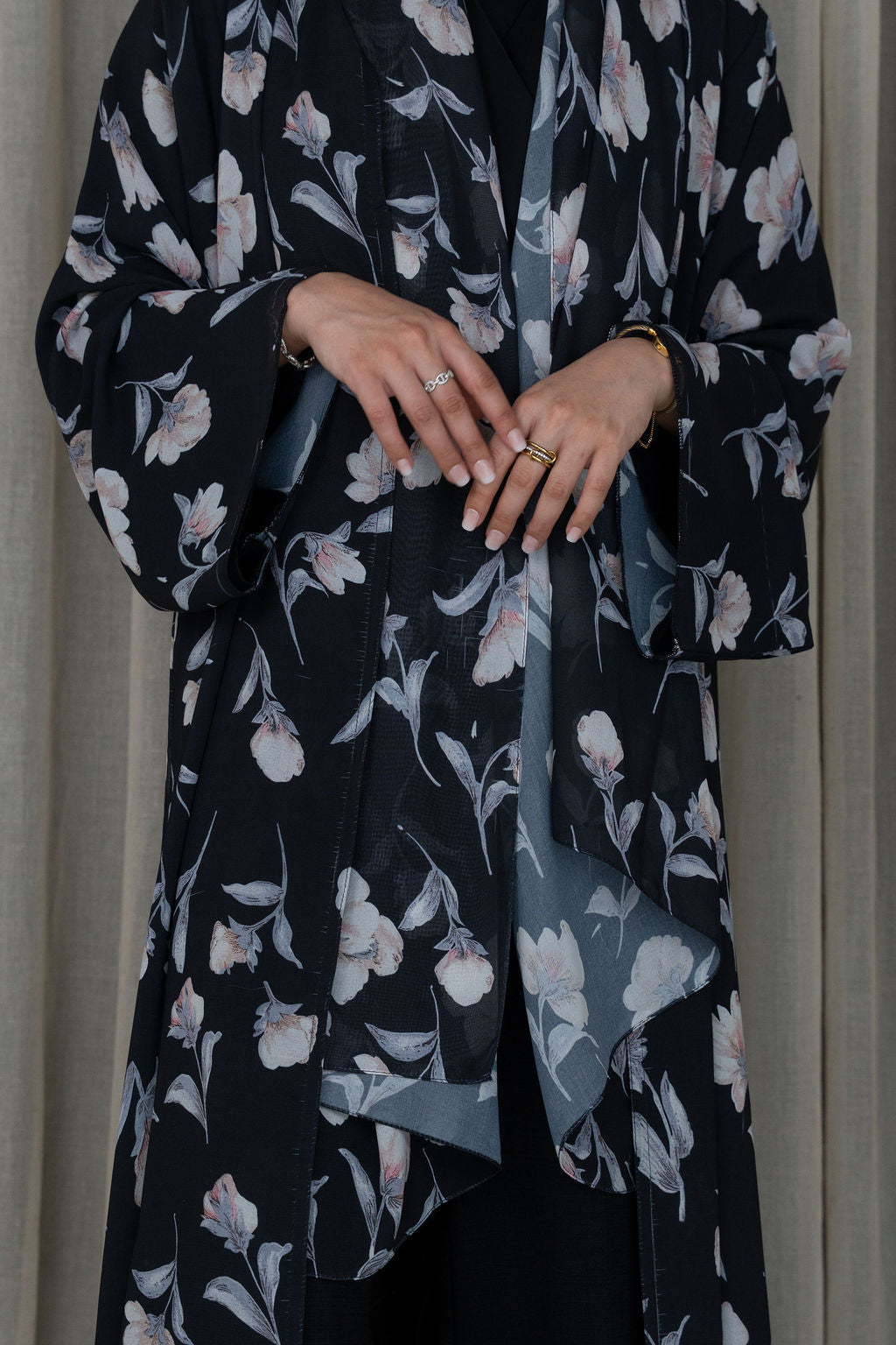 Black Floral Abaya
