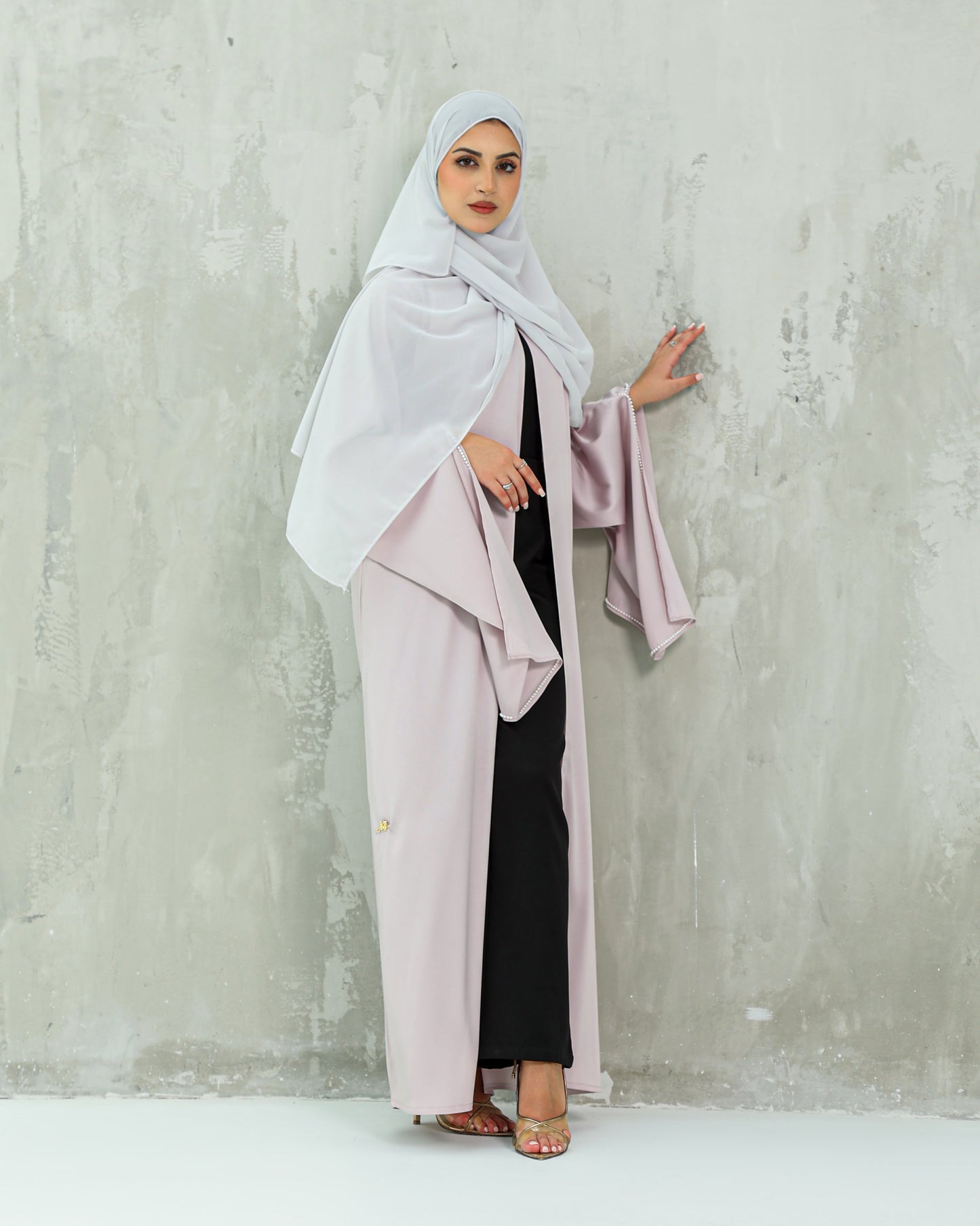 Drape Sleeve Open Abaya | Petal Pink