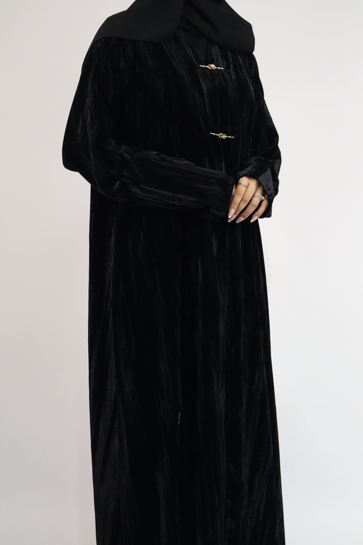 Crushed Velvet Black Abaya & Hijab