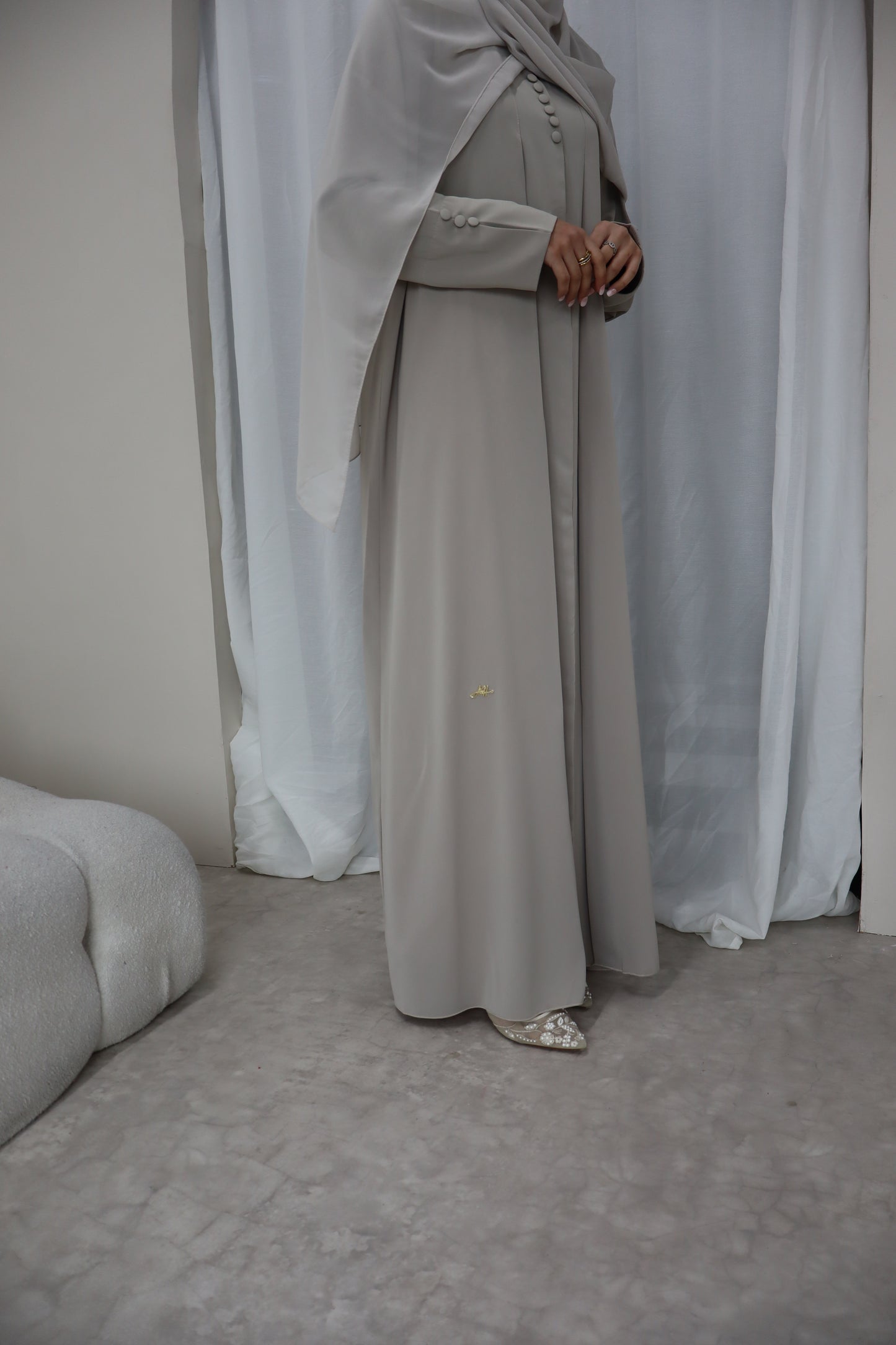Soft Pleat Abaya | Stone