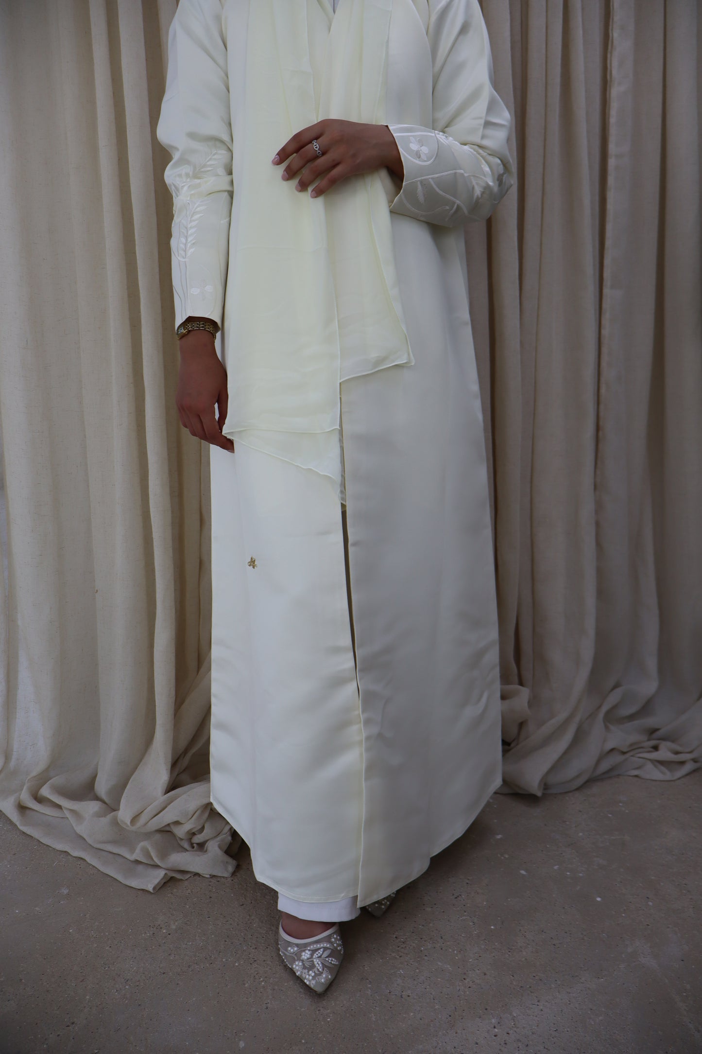 White Embroidered Abaya