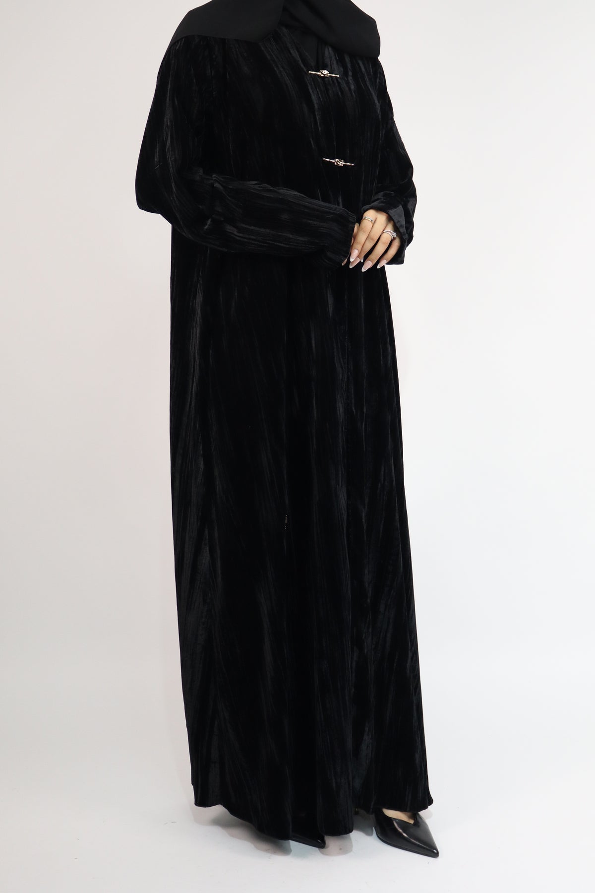 Crushed Velvet Black Abaya & Hijab