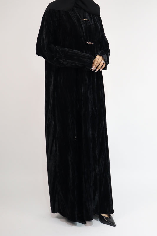 Crushed Velvet Black Abaya & Hijab