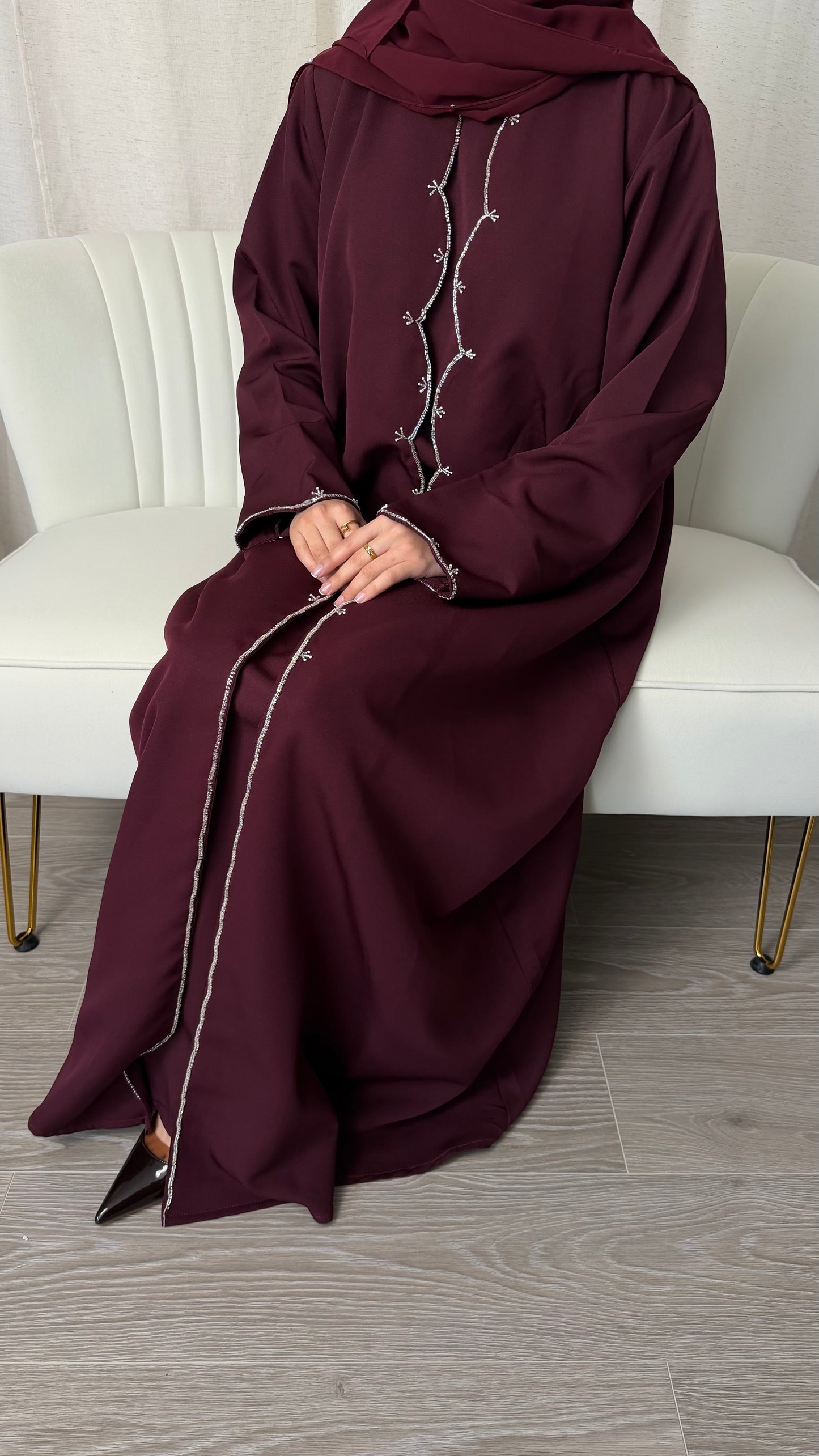 Swirl Abaya Set | Burgundy